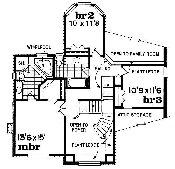 Colonial Floor Plan - Upper Floor Plan #47-281