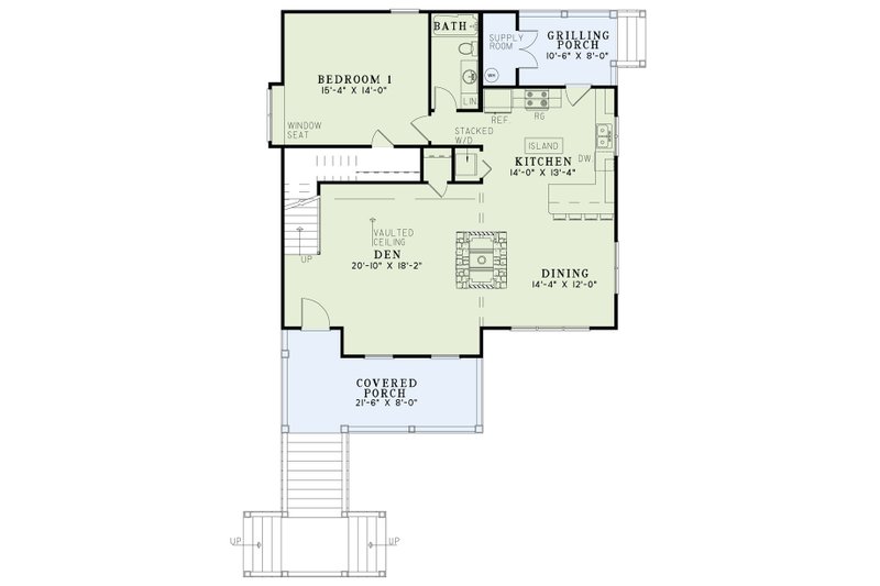Home Plan - Floor Plan - Main Floor for Mediterranean House Plan #17-3307 - 2 bed, 2 bath