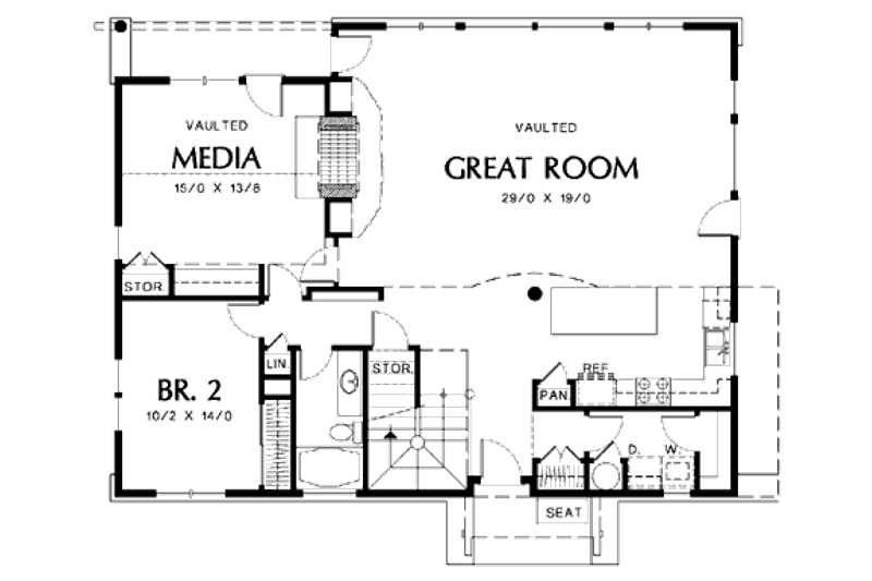 Home Plan - Floor Plan - Main Floor for Craftsman House Plan #48-381 - 2 bed, 2 bath