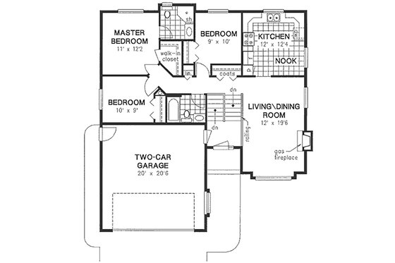 Floor Plan - Main Floor for Traditional House Plan #18-304 - 3 bed, 2 bath