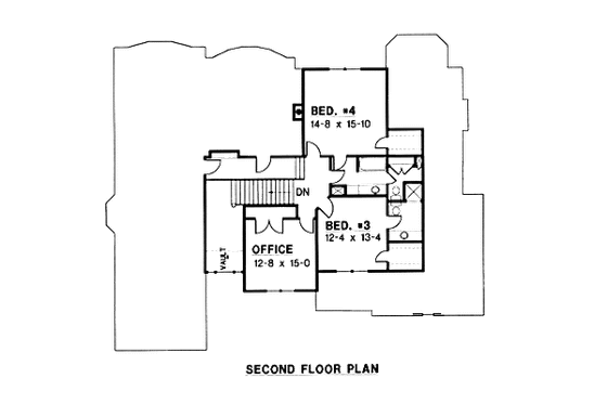 Floor Plan - Upper Floor for Traditional House Plan #67-107 - 4 bed, 4 bath
