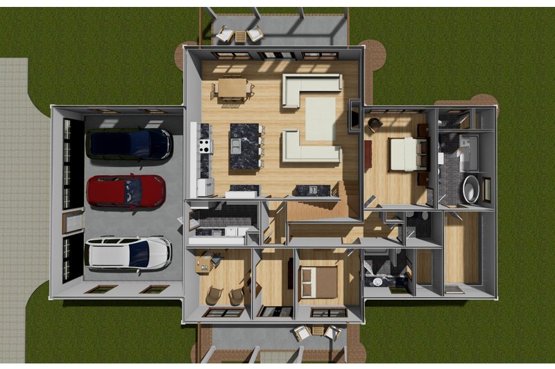 House Design - Floor Plan - Main Floor 1 for Farmhouse House Plan #513-2260 - 4 bed, 3.5 bath