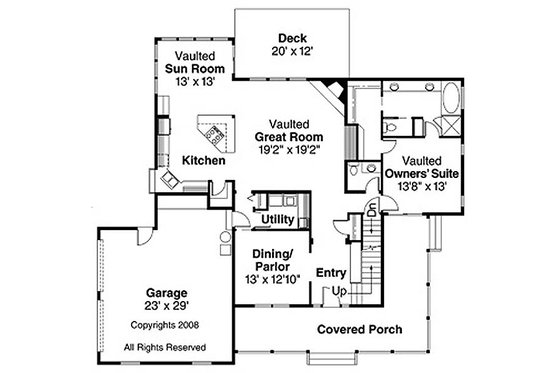 Floor Plan - Main Floor for Farmhouse House Plan #124-193 - 3 bed, 2.5 bath
