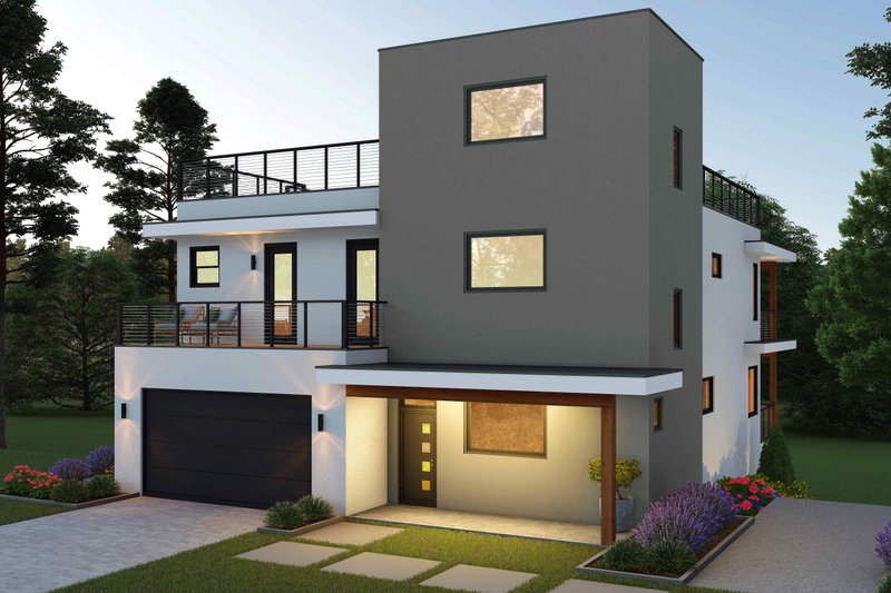 House Blueprint - Exterior - Front Elevation 3 for Contemporary House Plan #932-1401 - 4 bed, 5 bath