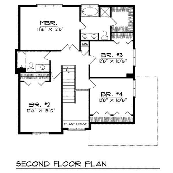 Traditional Floor Plan - Upper Floor Plan #70-317