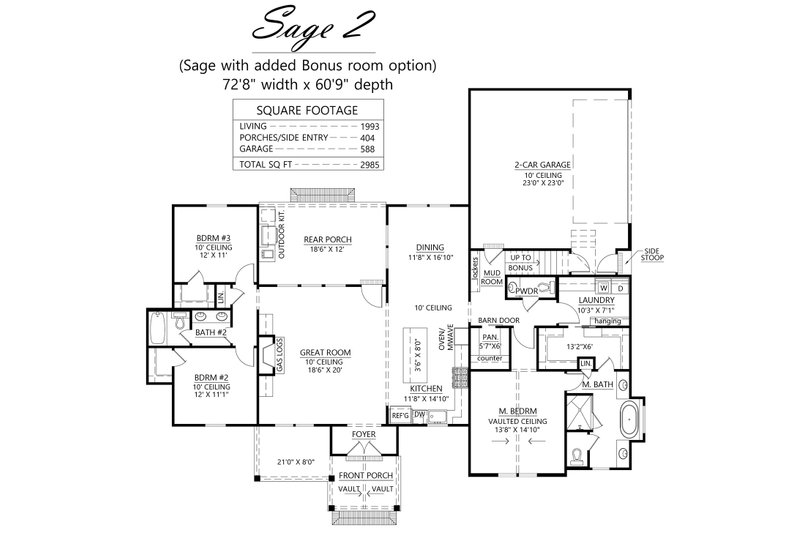 Home Plan - Floor Plan - Main Floor for Farmhouse House Plan #1074-78 - 3 bed, 2.5 bath