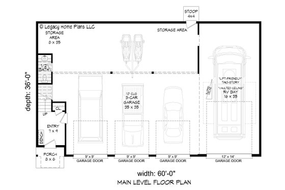 Floor Plan - Main Floor for Contemporary House Plan #932-670 - 2 bed, 1.5 bath