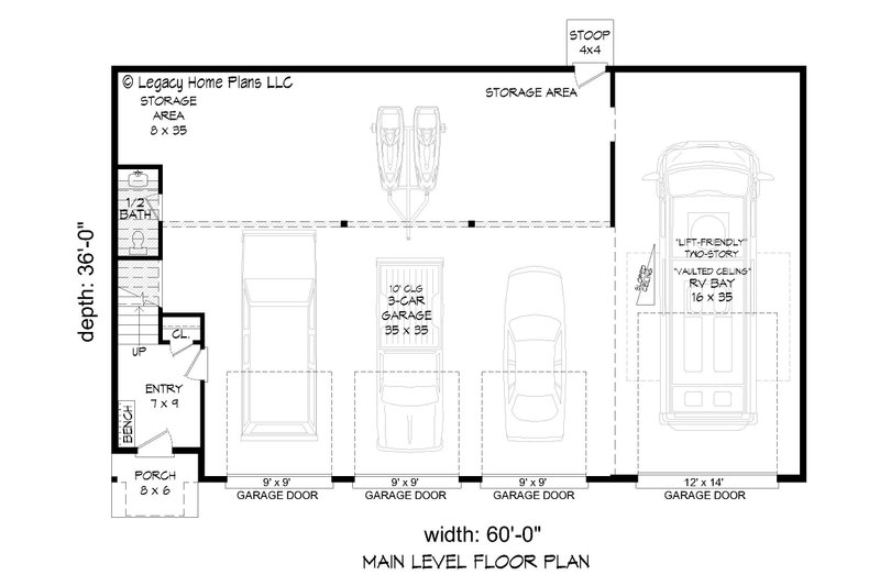 Dream House Plan - Floor Plan - Main Floor for Contemporary House Plan #932-670 - 2 bed, 1.5 bath