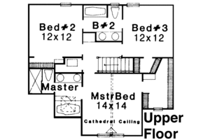 Floor Plan - Upper Floor for Victorian House Plan #310-176 - 3 bed, 2.5 bath