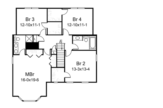 Floor Plan - Upper Floor for Victorian House Plan #57-540 - 4 bed, 2.5 bath
