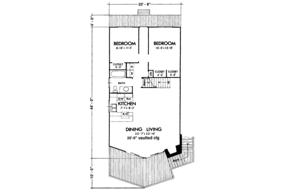 Floor Plan - Main Floor for Bungalow House Plan #320-301 - 3 bed, 2 bath