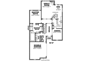 Floor Plan - Main Floor for Southern House Plan #34-184 - 3 bed, 2 bath