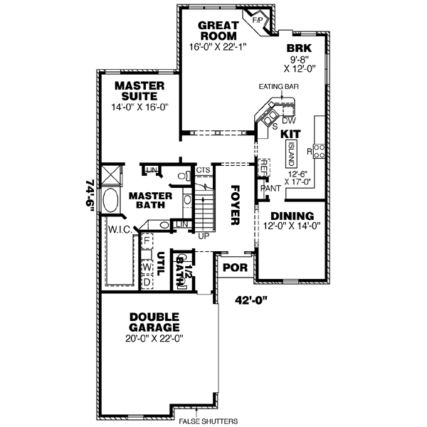 House Blueprint - Southern Floor Plan - Main Floor Plan #34-184