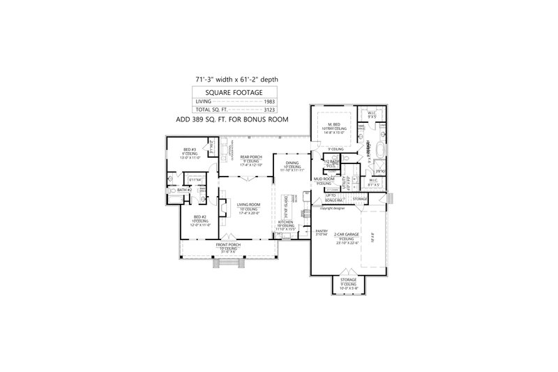 Architectural House Design - Floor Plan - Main Floor for Farmhouse House Plan #1074-130 - 3 bed, 2.5 bath