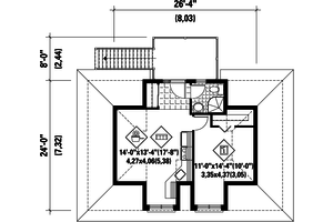 Floor Plan - Upper Floor for European House Plan #25-4751, 0 bath