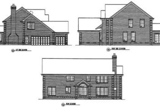 Exterior - Rear Elevation for European House Plan #9-102 - 4 bed, 2.5 bath