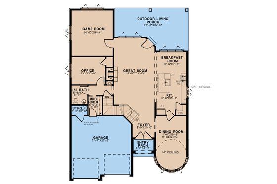 Floor Plan - Main Floor for European House Plan #923-288 - 4 bed, 2.5 bath