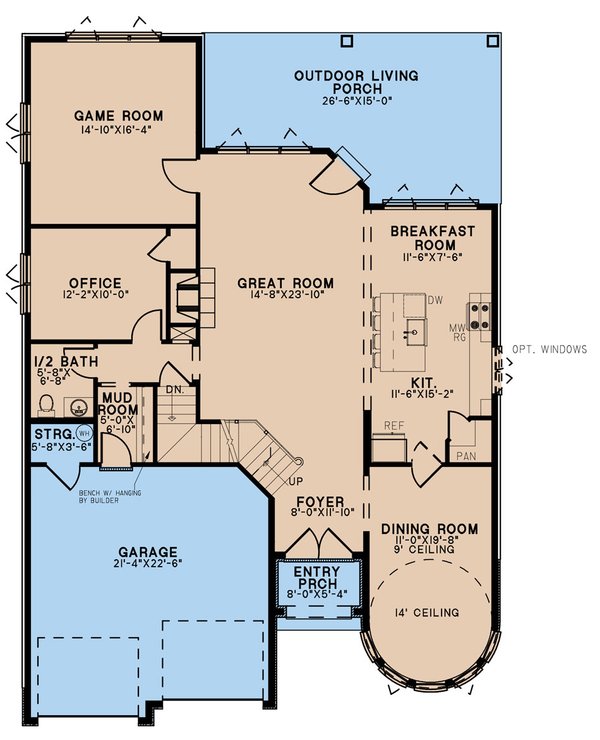 European Floor Plan - Main Floor Plan #923-288