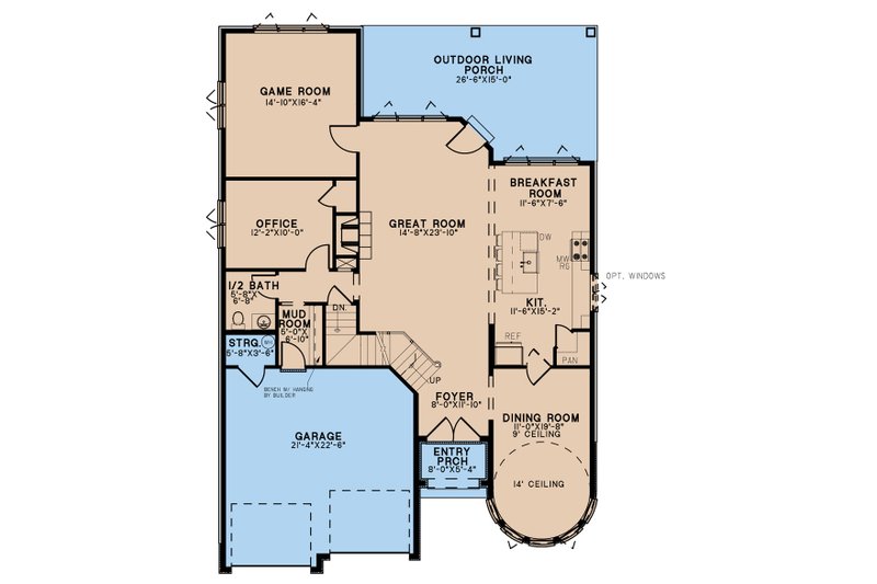 House Blueprint - Floor Plan - Main Floor for European House Plan #923-288 - 4 bed, 2.5 bath