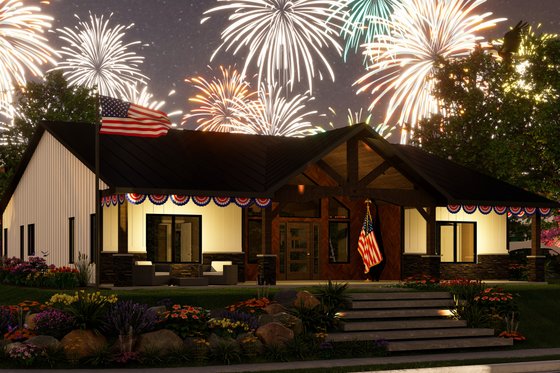 Exterior - Front Elevation 11 for Ranch House Plan #1064-191 - 3 bed, 2 bath