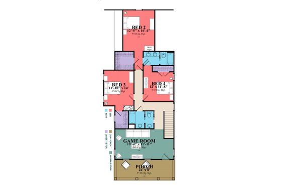 Floor Plan - Upper Floor for Farmhouse House Plan #63-378 - 4 bed, 3.5 bath