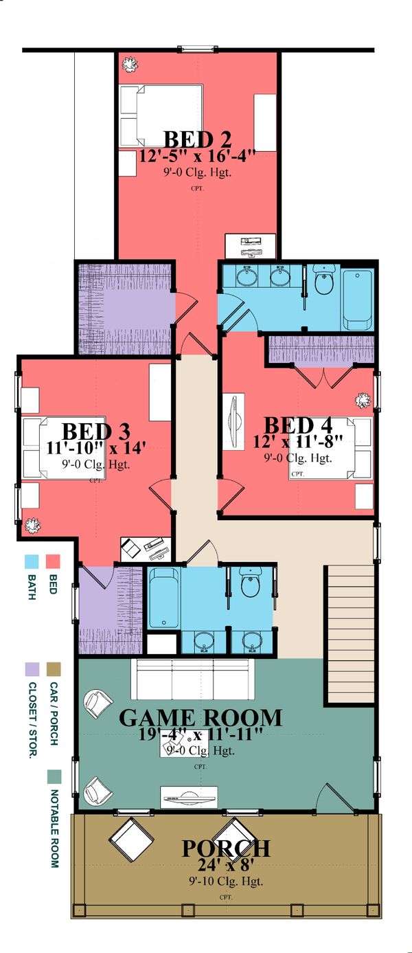 House Plan Design - Farmhouse Floor Plan - Upper Floor Plan #63-378