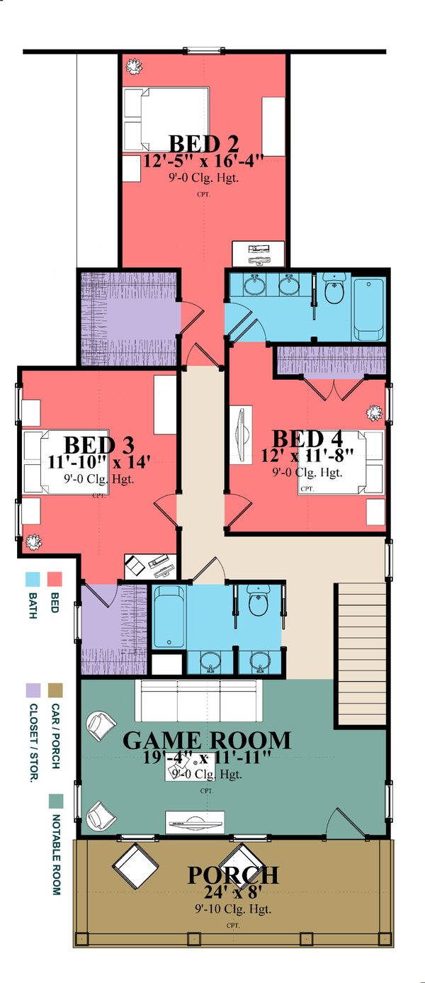 House Design - Farmhouse Floor Plan - Upper Floor Plan #63-378