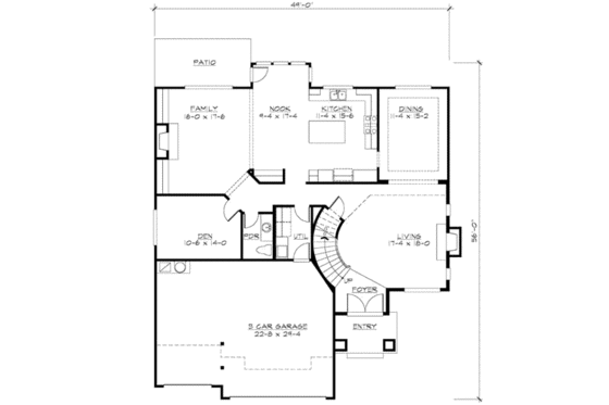 Floor Plan - Main Floor for Traditional House Plan #132-151 - 4 bed, 2.5 bath