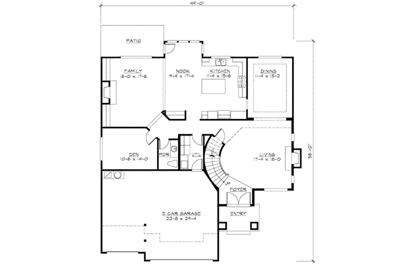 Home Plan - Floor Plan - Main Floor for Traditional House Plan #132-151 - 4 bed, 2.5 bath
