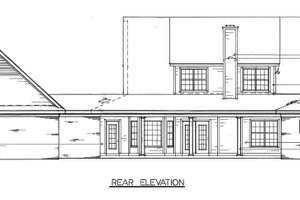 Exterior - Rear Elevation for Country House Plan #34-173 - 4 bed, 4 bath