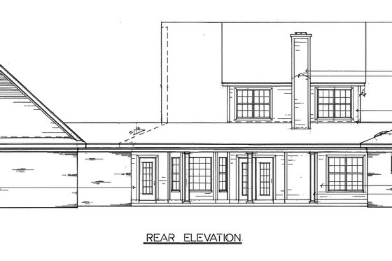 Exterior - Rear Elevation for Country House Plan #34-173 - 4 bed, 4 bath