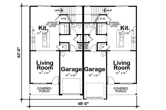 Floor Plan - Main Floor for Modern House Plan #20-2555 - 3 bed, 2.5 bath