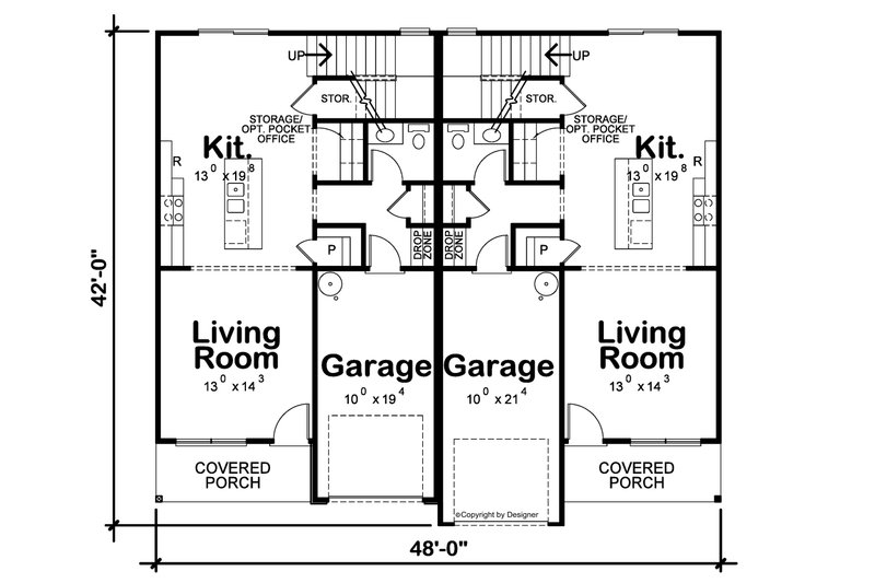 House Plan Design - Floor Plan - Main Floor for Modern House Plan #20-2555 - 3 bed, 2.5 bath