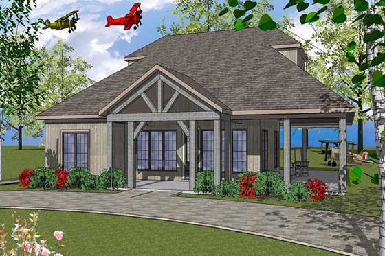Exterior - Front Elevation for Southern House Plan #8-298 - 2 bed, 2 bath