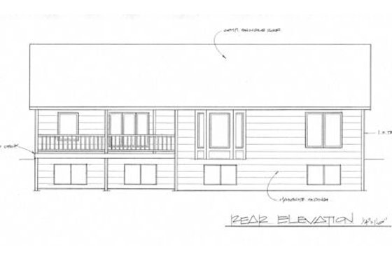 Exterior - Rear Elevation for Traditional House Plan #58-209 - 3 bed, 2 bath