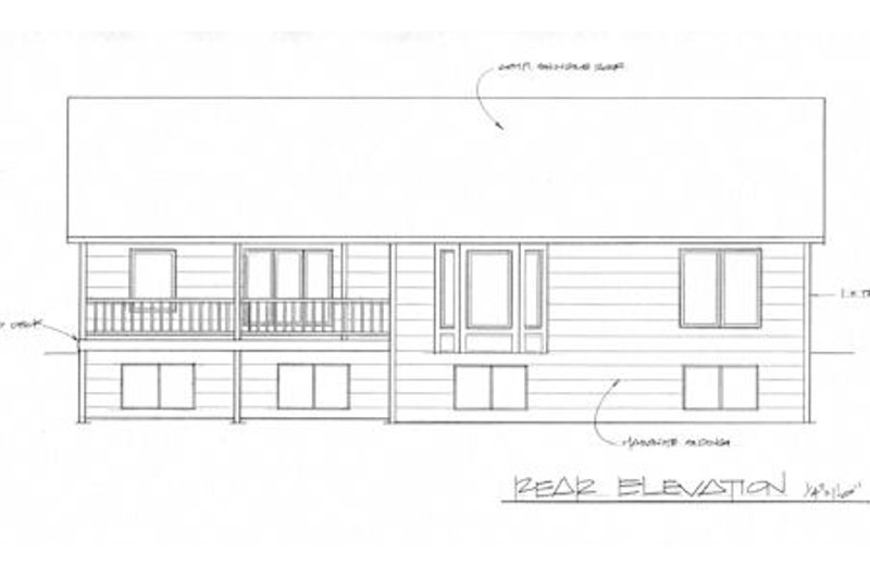 Architectural House Design - Exterior - Rear Elevation for Traditional House Plan #58-209 - 3 bed, 2 bath
