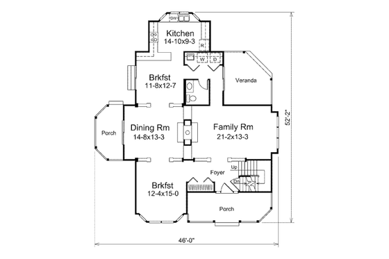 Floor Plan - Main Floor for Victorian House Plan #57-546 - 3 bed, 2.5 bath