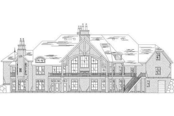 Exterior - Rear Elevation for European House Plan #5-448 - 5 bed, 6 bath
