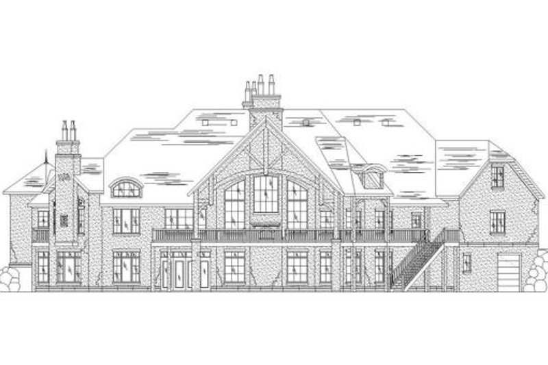 Architectural House Design - Exterior - Rear Elevation for European House Plan #5-448 - 5 bed, 6 bath