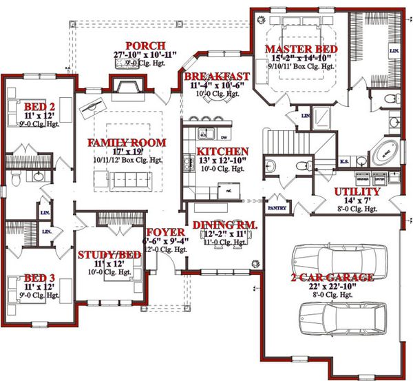Traditional Floor Plan - Main Floor Plan #63-202