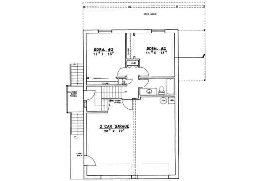 Floor Plan - Lower Floor for Modern House Plan #117-422 - 3 bed, 2.5 bath