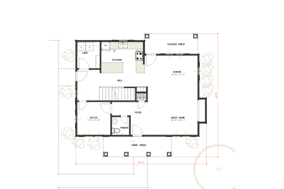 Floor Plan - Main Floor for Colonial House Plan #460-12 - 3 bed, 2.5 bath