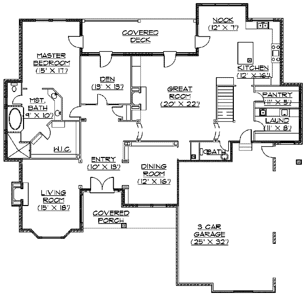Architectural House Design - European Floor Plan - Main Floor Plan #5-169