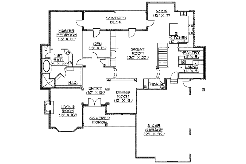 Dream House Plan - Floor Plan - Main Floor for European House Plan #5-169 - 4 bed, 3.5 bath
