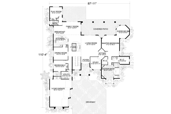 Floor Plan - Main Floor for Mediterranean House Plan #420-164 - 5 bed, 4.5 bath