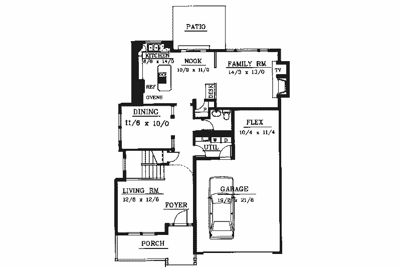 Home Plan - Floor Plan - Main Floor for Traditional House Plan #94-208 - 4 bed, 2.5 bath