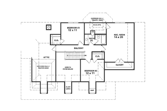 Floor Plan - Upper Floor for Southern House Plan #81-242 - 3 bed, 2.5 bath