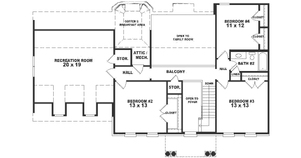 Colonial Floor Plan - Upper Floor Plan #81-488
