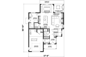 Floor Plan - Main Floor for Farmhouse House Plan #23-2775 - 3 bed, 2 bath