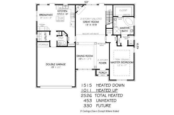 Floor Plan - Main Floor for European House Plan #424-333 - 5 bed, 3.5 bath